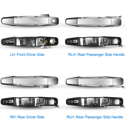 iMounTEK 4pcs Chrome Outer Handles Outside Exterior Door Handles Front Rear for Chevy Pickup Truck 2007-2013 Suburban Sierra Silverado Escalade Cadill