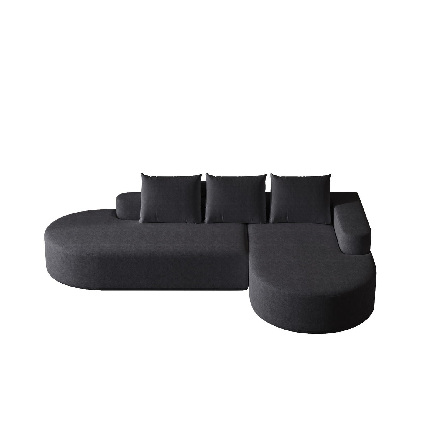 Modern Curved Sofa, L-Shaped Modular Sectional Set With 3 Pillows