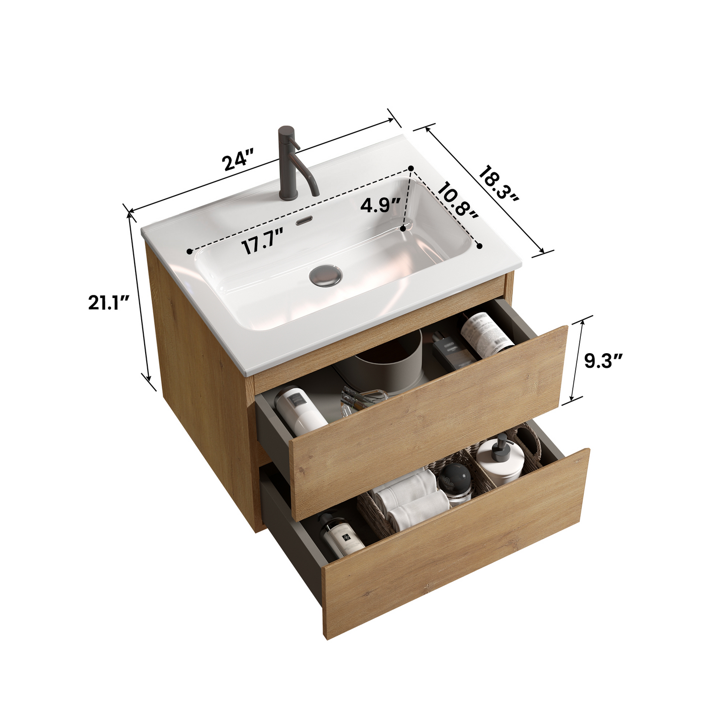 TIA 24" Wall Mount Bathroom Vanity