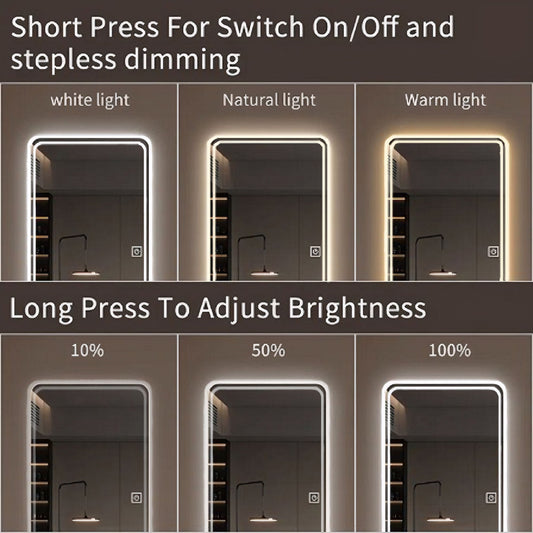 Full Length Floor Mirror LED with Dimming & 3 Color Modes