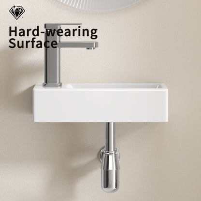 Wall Mounted Bathroom Sink With Faucet And Drain
