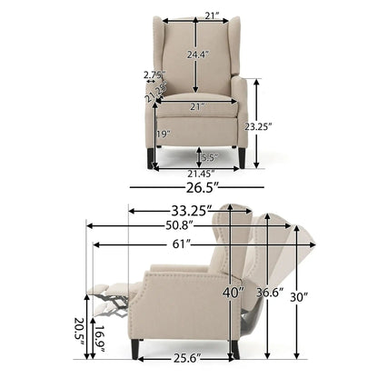 Westeros Wing Back Fabric Upholstered Recliner