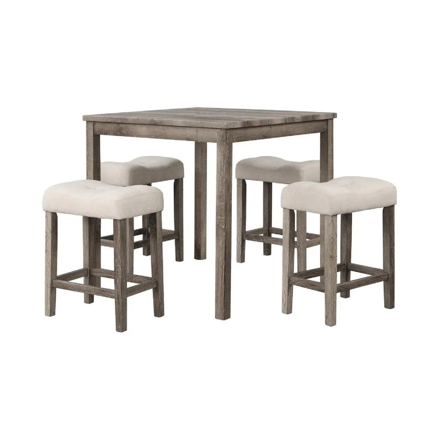 Transitional Counter Dining Set With 4 Tufted Stools