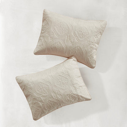 3 Piece Reversible Bedspread Set Cream Full/Queen