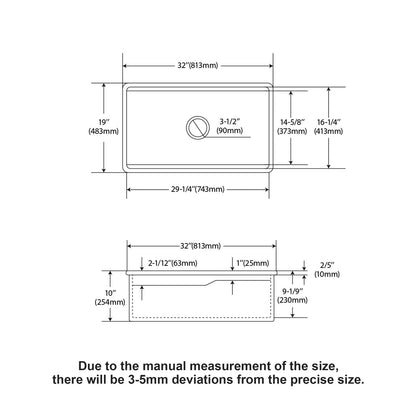Undermount Workstation Single Bowl Porcelain Ceramic Kitchen Sink