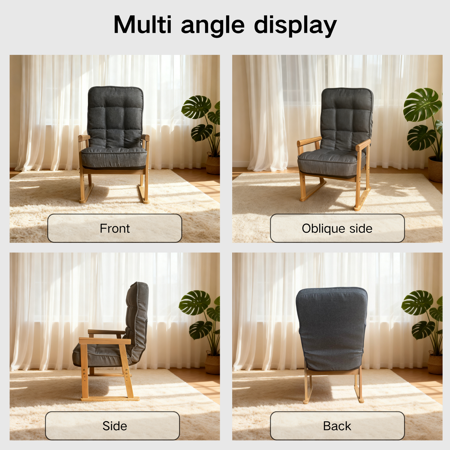 Modern Adjustable Lounge Chair with Three-Level Lumbar Adjustment