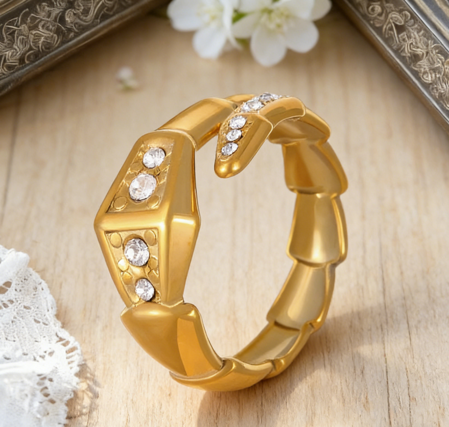 18K Gold Stainless Steel Natural Stone Ring