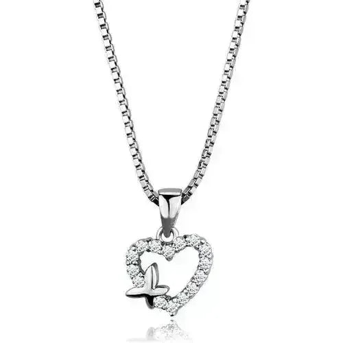 Heart Shaped Rhodium Pendant - AAA CZ Stone Necklace | Femstylo
