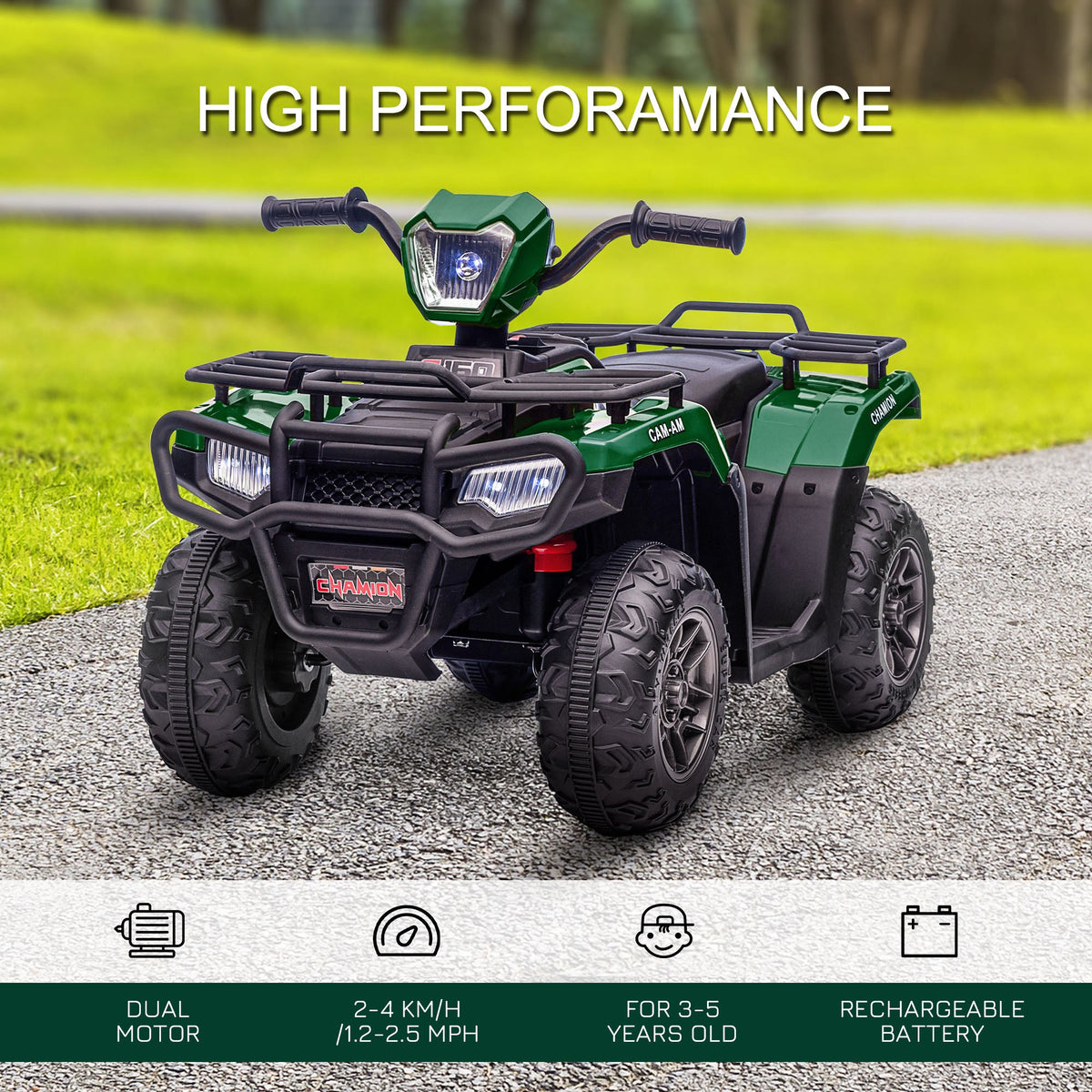 12V Kids ATV with Music, Headlights, and Forward/Backward Function - A Fun Ride for Young Adventurers!