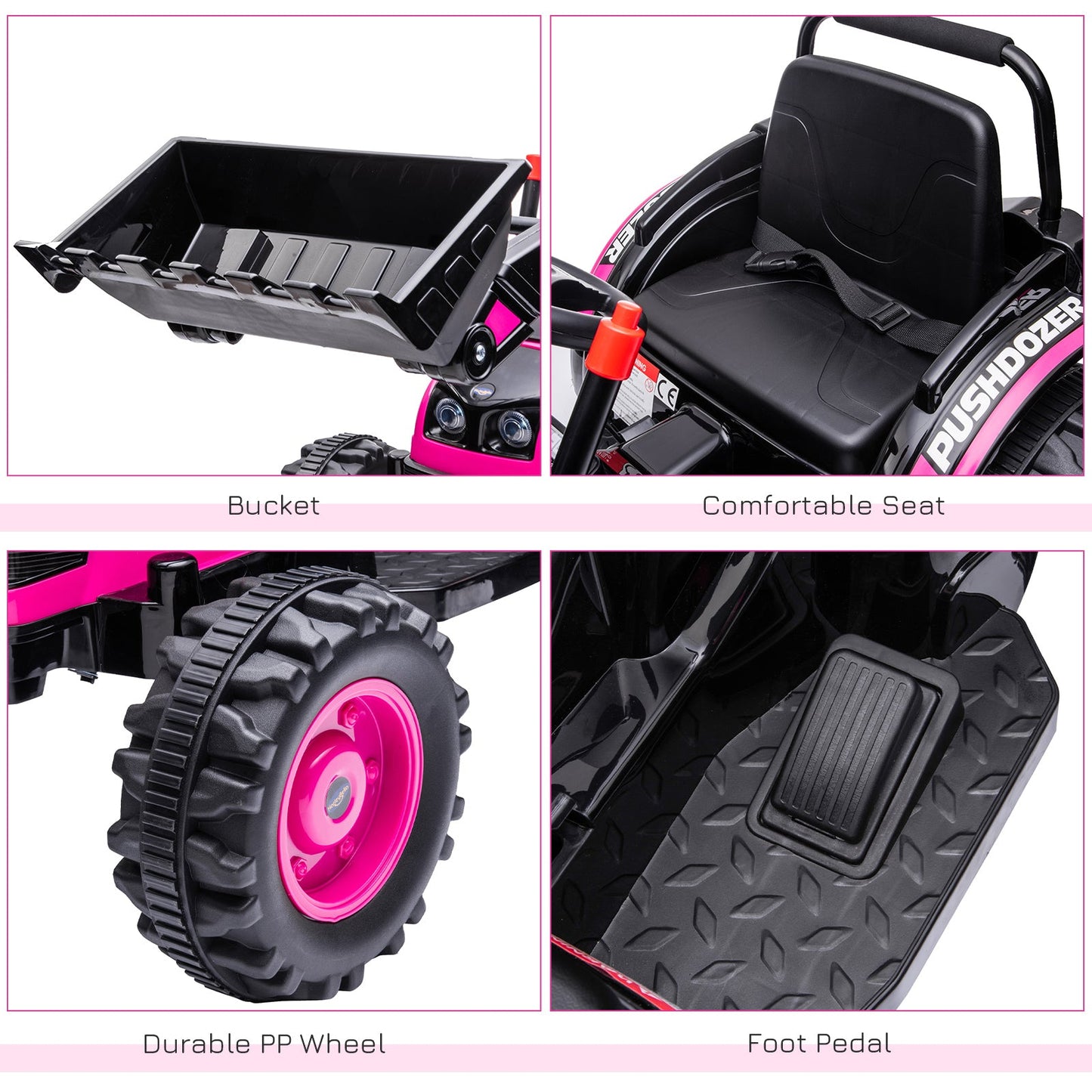 Excavator 6V Battery Tractor with Music and Headlight for Kids' Riding Fun