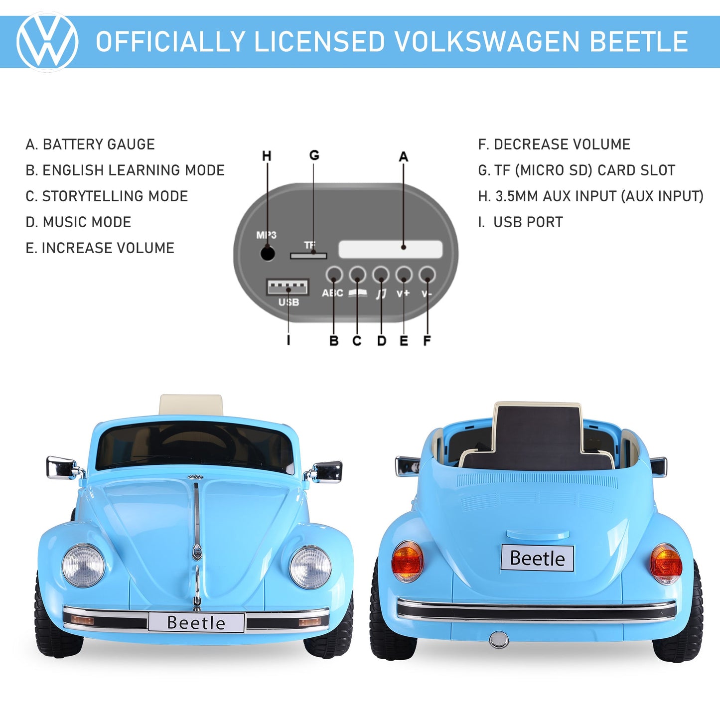 Volkswagen Electric Kids Ride-On Car 6V Battery Powered Toy
