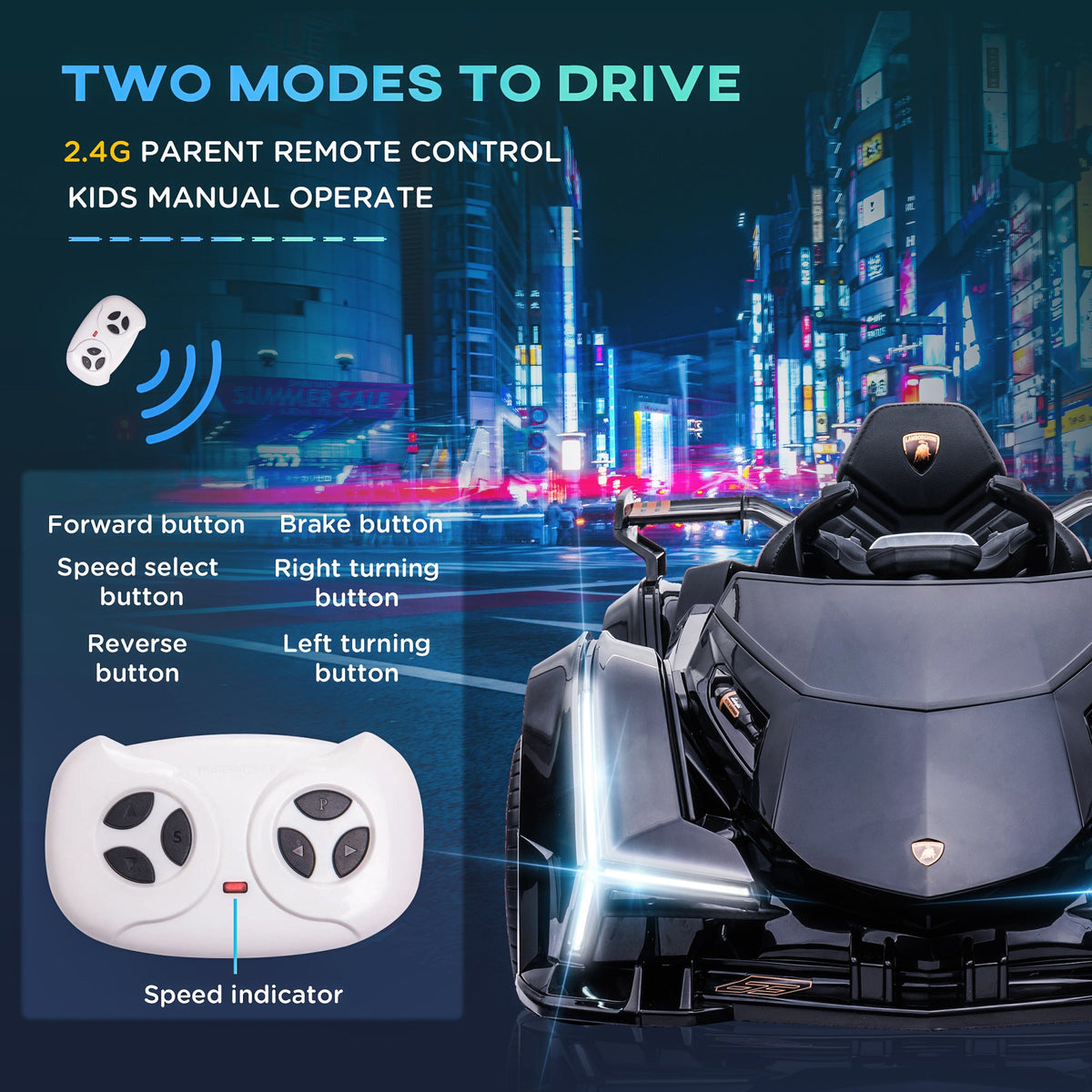 12V Lamborghini Kids Ride-On Sports Car with Remote Control