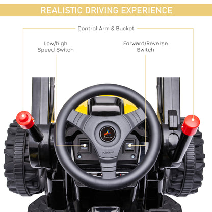 Excavator 6V Battery Tractor with Music and Headlight for Kids' Riding Fun
