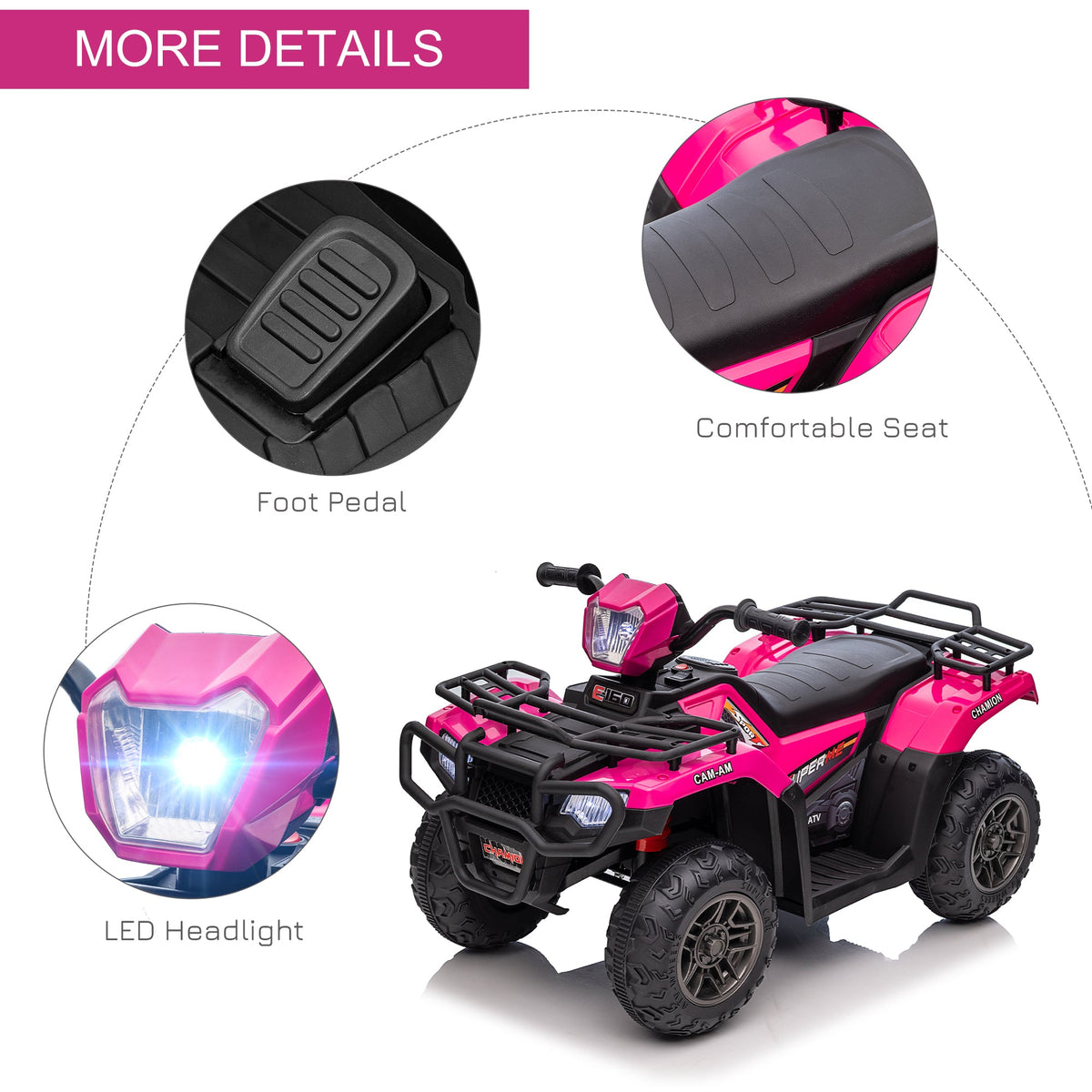 12V Kids ATV with Music, Headlights, and Forward/Backward Function - A Fun Ride for Young Adventurers!