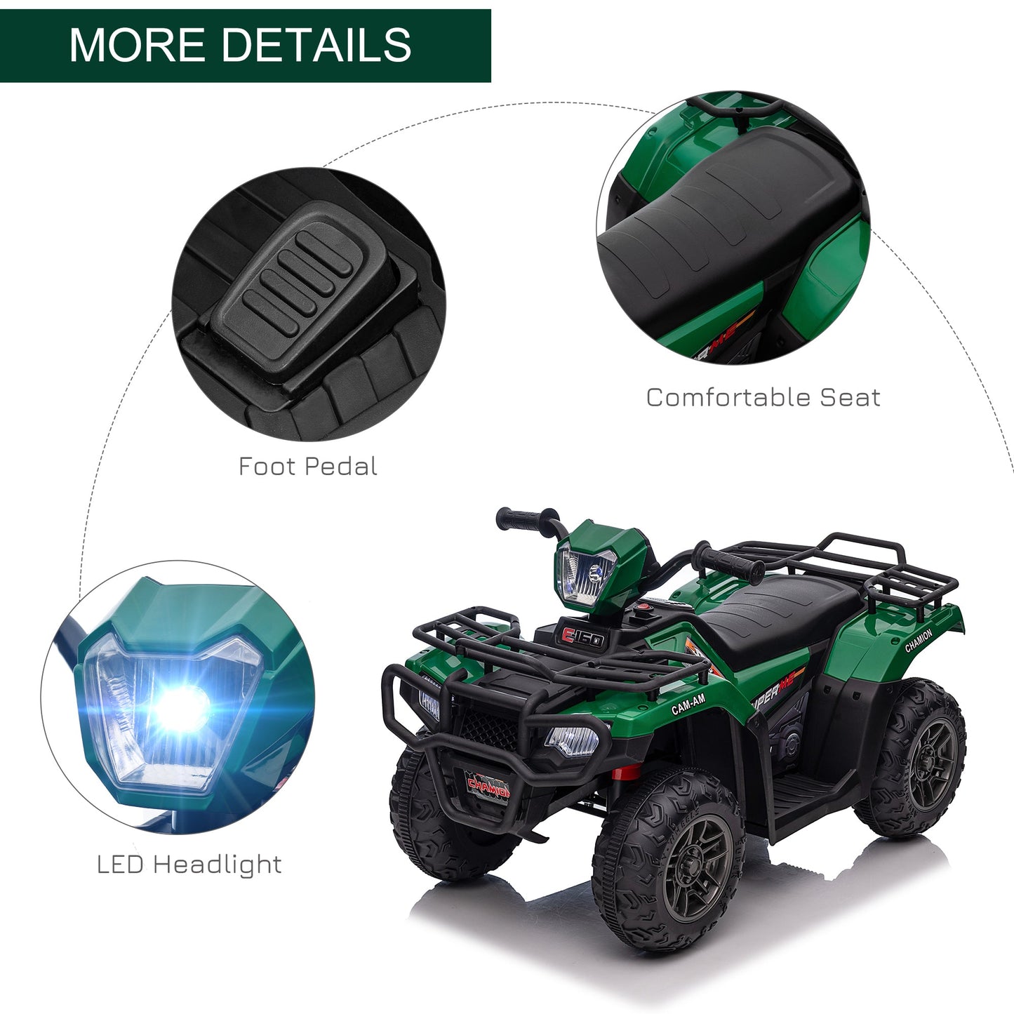 12V Kids ATV with Music, Headlights, and Forward/Backward Function - A Fun Ride for Young Adventurers!