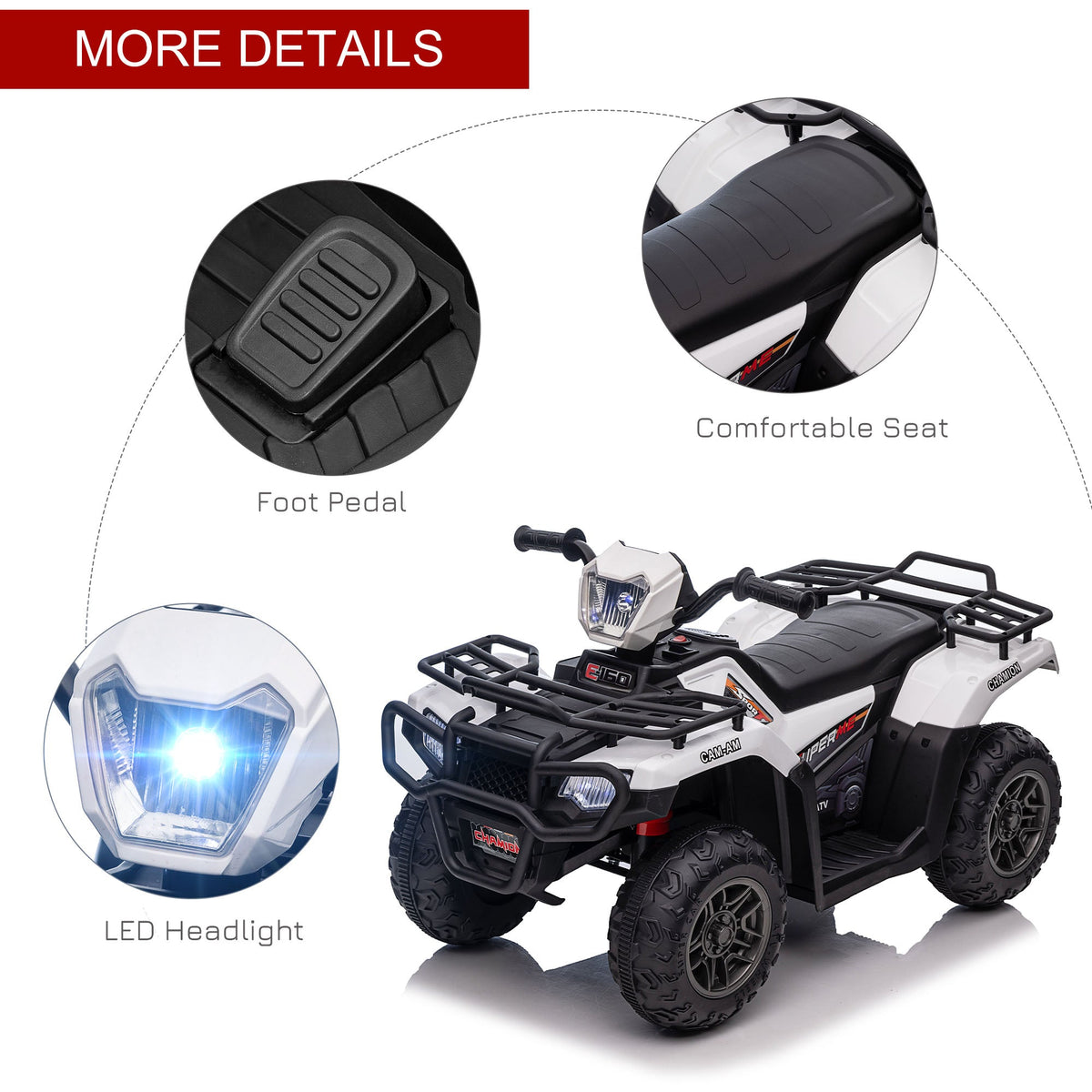 12V Kids ATV with Music, Headlights, and Forward/Backward Function - A Fun Ride for Young Adventurers!
