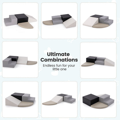4-Piece Climb and Crawl Foam Block Play Set for Infant Baby-Black