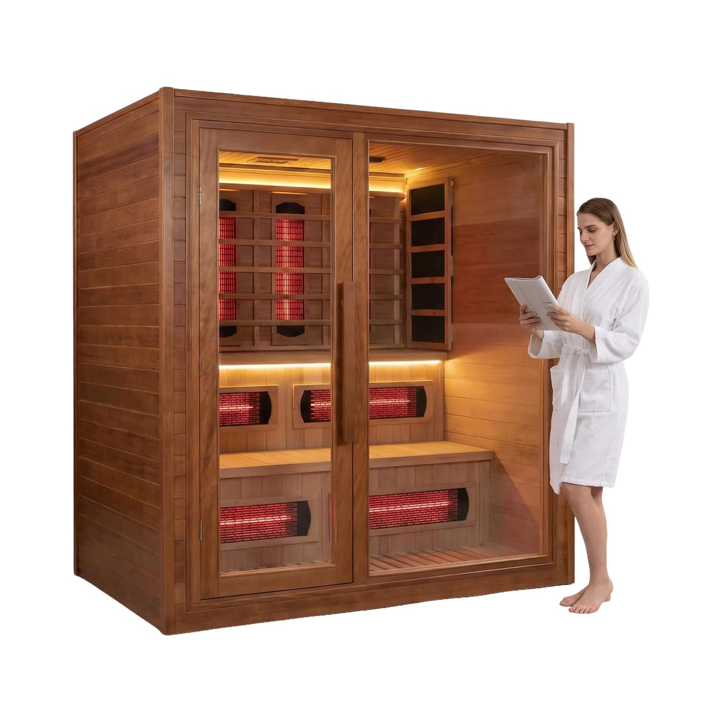 Rövia Elvaria 4-Person Indoor Canadian Red Cedar Infrared And Steam Sauna With 6KW Harvia Heater [Made-To-Order] (SAK93528)