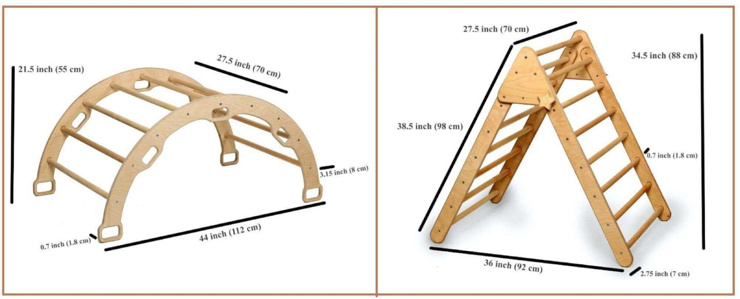 Climbing Triangle, Arch Rocker, Pillow, and 2in1 Ramp / 4 Pieces Set