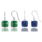 2 Pair Pack: 9.00 CTW Cushion Cut Created Blue Sapphire & Emerald Drop Earrings – Available in .925 Sterling Silver or 14kt Yellow Gold Over .925 – 8mm Square Gems
