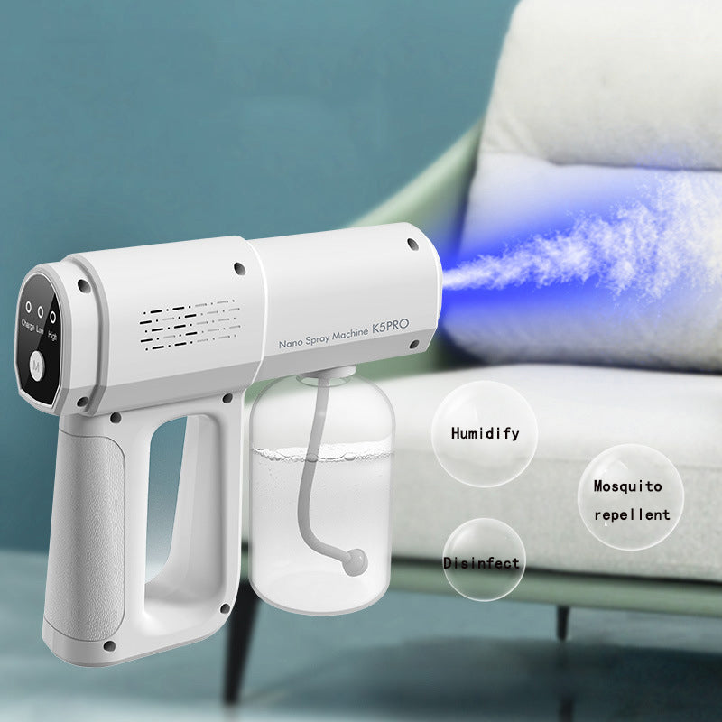 Handheld Nano Steam Sanitizer Gun - Wireless USB Disinfection Spray for Home, Car, and Blue Light Sanitizing