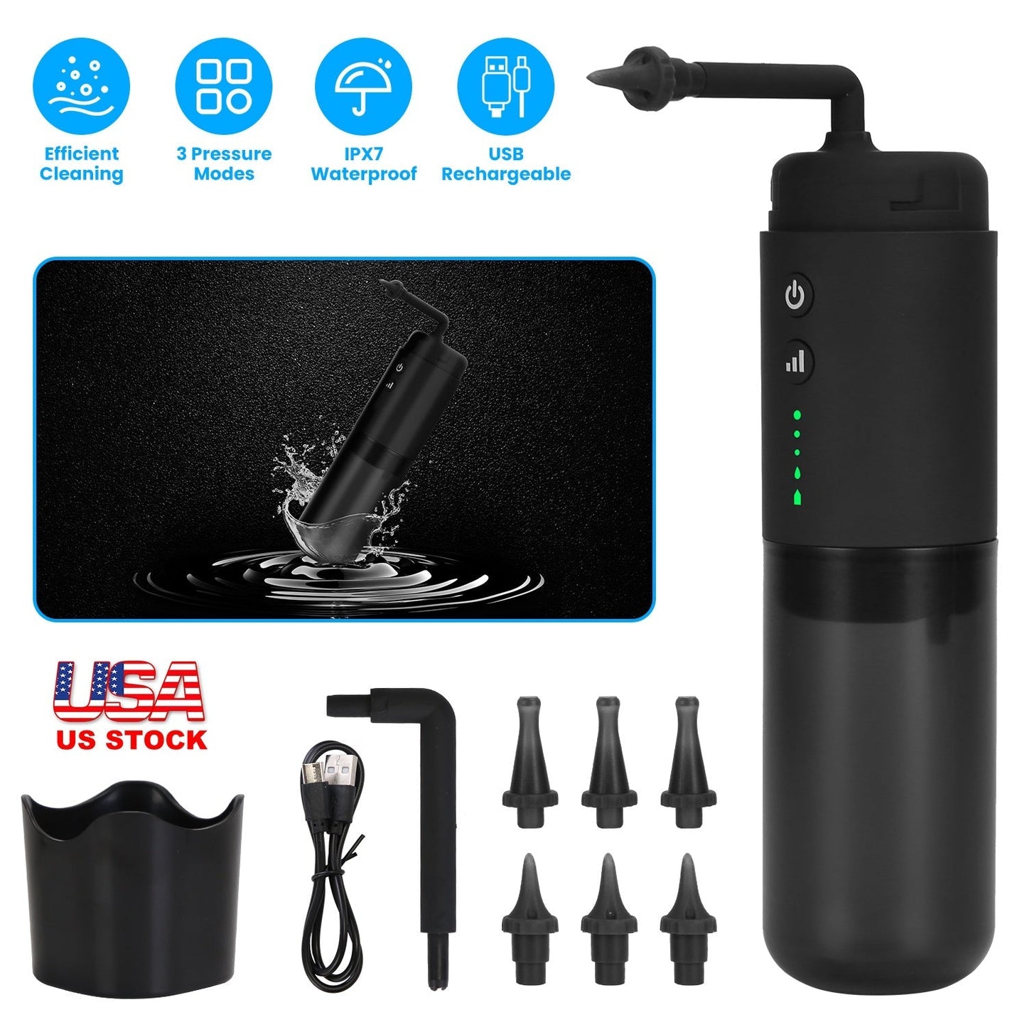 Ear Wax Water Flush Machine Ear Flusher for Adults Ear Washer Electric Ear Wax Removal Kit with 3 Modes 6 Ear Tips IPX7 Waterproof USB Rechargeable