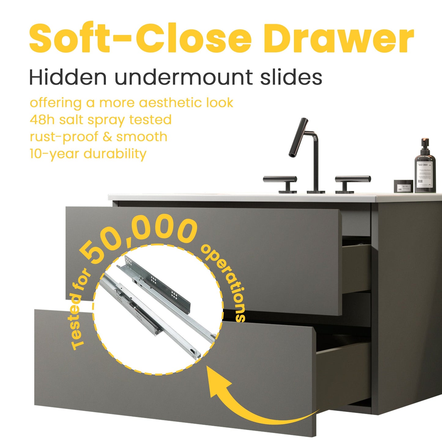 TIA 30" Wall Mount Space Grey Bathroom Vanity