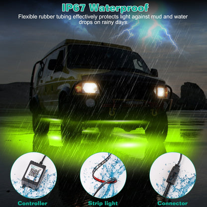 Waterproof RGB Underglow LED Strip Remote App Control Car Underbody Light Music Control Exterior Underbody Lights DC 12V