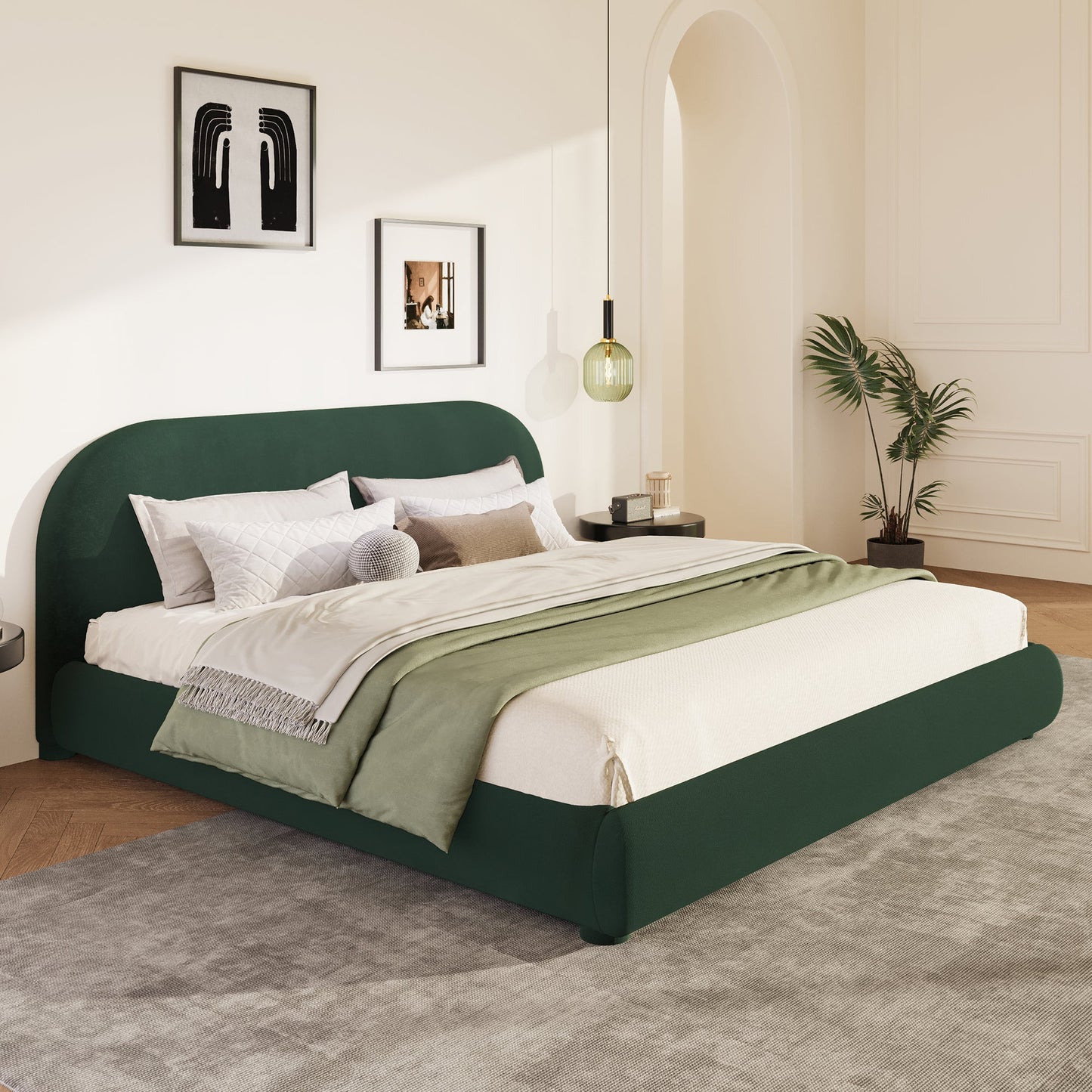 Dark Green Velvet Bed Frame