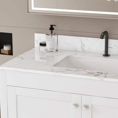 Modern 43" Bathroom Vanity with Artificial Marble Carrara