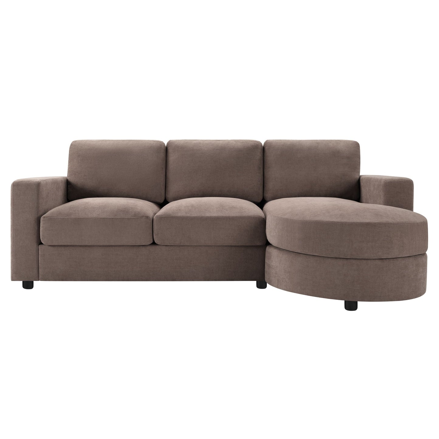 Modern L-Shaped Sectional Sofa With Curved Chaise, USB Ports, And Side Storage Pockets