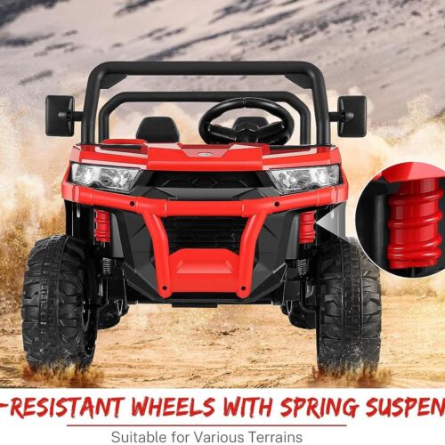 400W 2-Seater 4WD Ride-On Car for Kids with Dump Bed, RC Control, MP3 Player, and LED Lights - 3 Speed Options