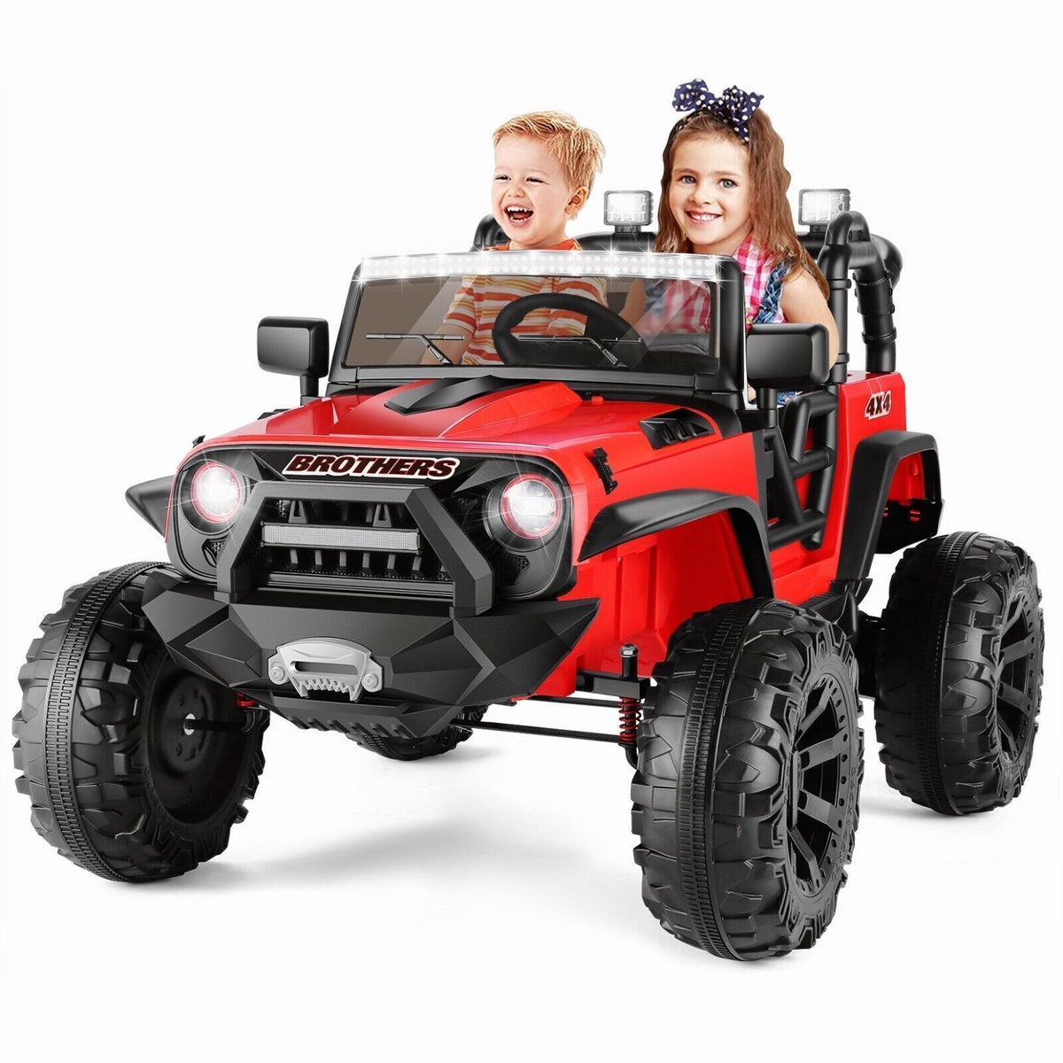 400W 2-Seater Electric Jeep for Kids with LED Lights and 3-Speed Options
