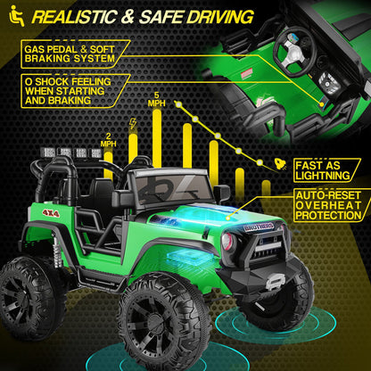 400W 2-Seater Electric Ride-On Jeep for Kids with LED Lights - 24V