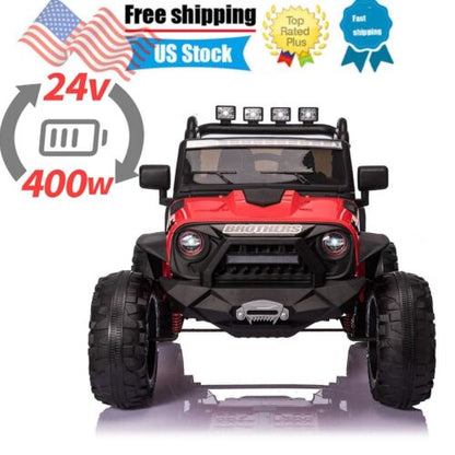 400W 2-Seater Electric Ride-On Jeep with LED Lights, MP3 Player, and Remote Control for Kids (24V)