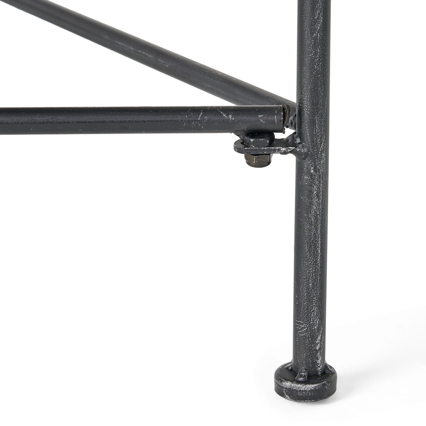 Luna Outdoor Iron Coffee Table - Black Brush Silver
