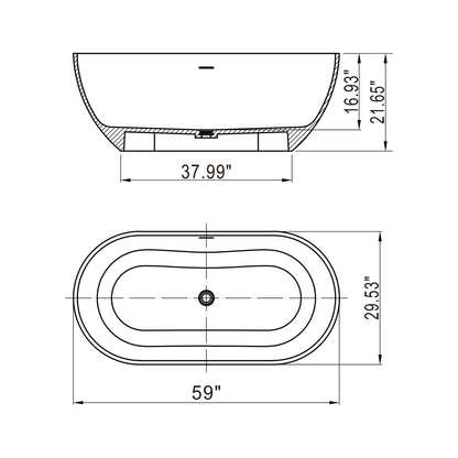 Small Size Stone Resin Solid Surface Oval Shape Freestanding Bathtub For The Bathroom - Matte White