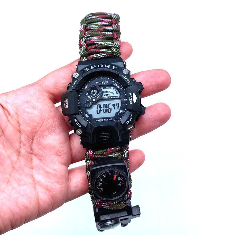Multifunctional Outdoor Survival Paracord Adjustable Waterproof Watch For Camping