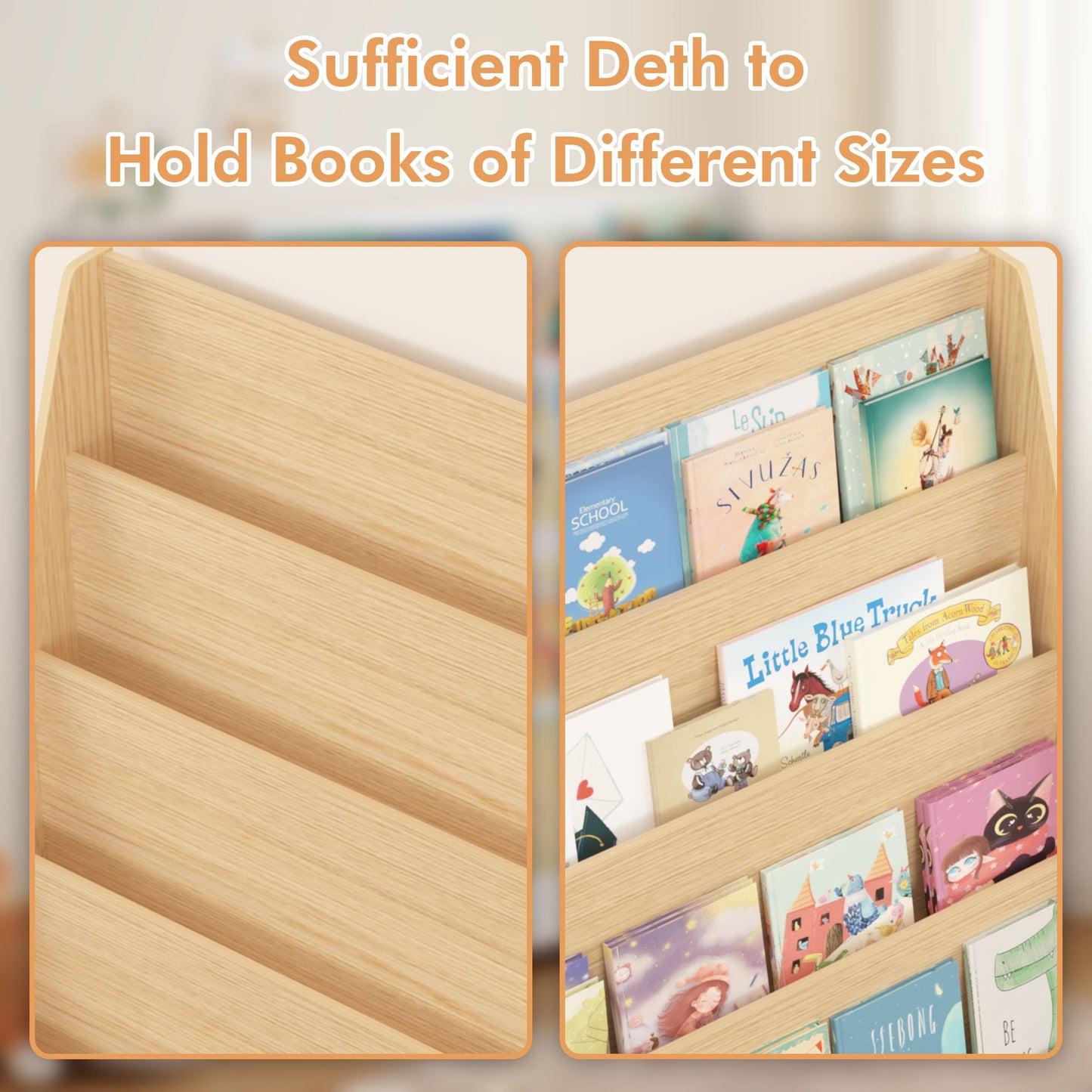 4 Tier Bookshelf, Toddler Book Display Shelves