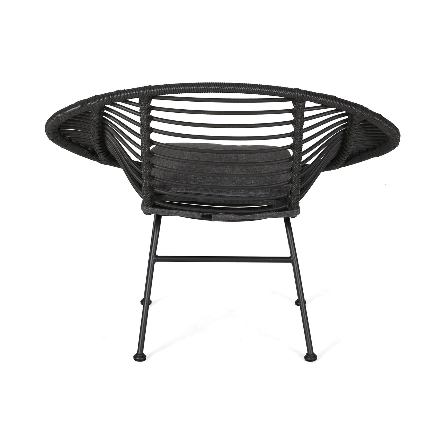 Cordella Outdoor Woven Wicker Chairs with Cushions, Set of 2