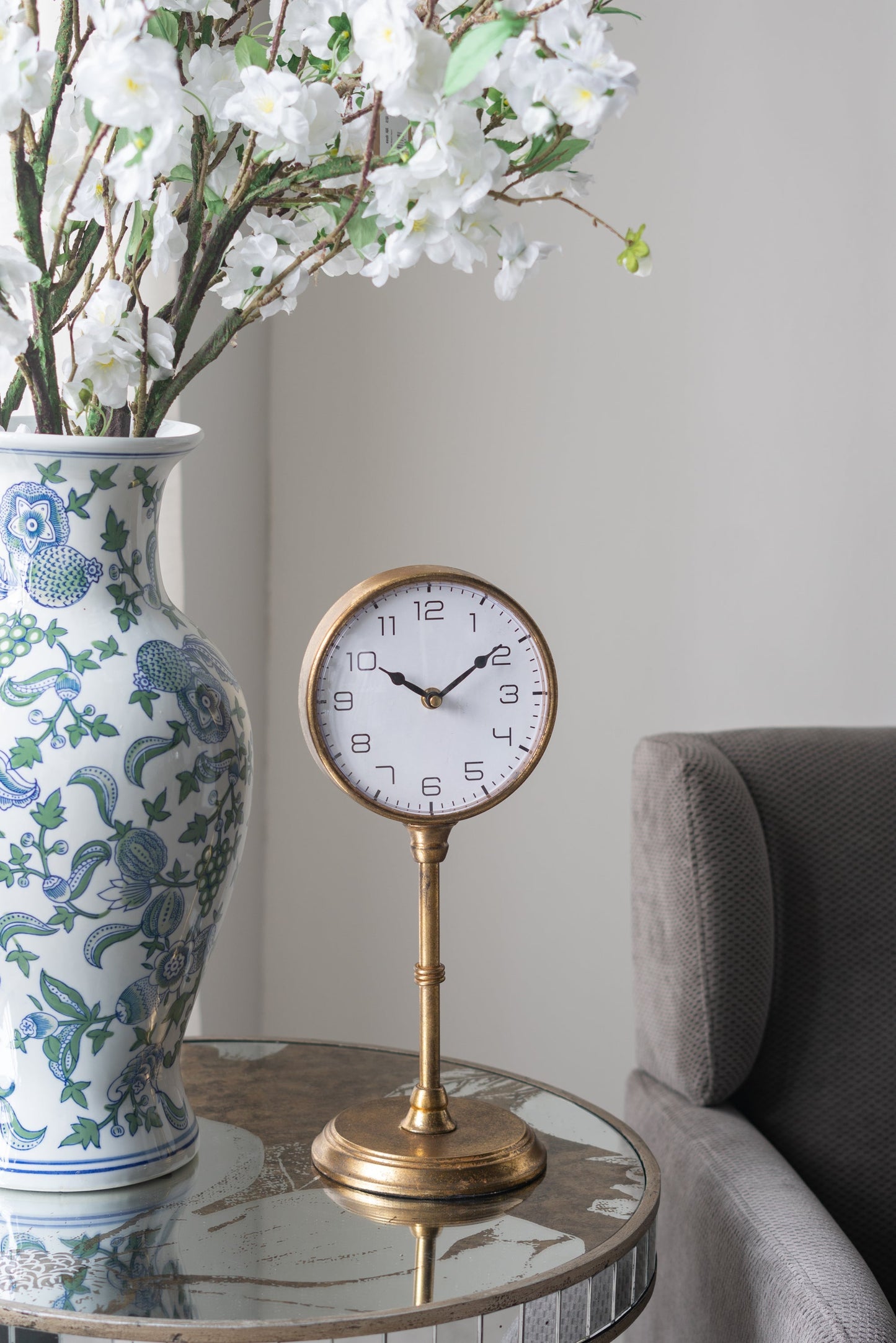 6.5x5.9x15.2' Vintage Inspired Gold Iron Table Clock