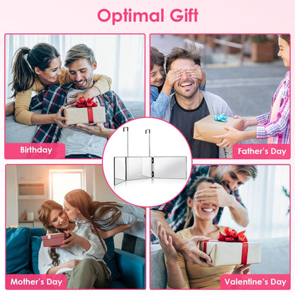 3 Way Mirror with LED Telescopic Hanger Tri-fold Mirror Personal Makeup Mirror with Micro USB Cable for Self Shaving Hair Cutting Dyeing Curling Braid