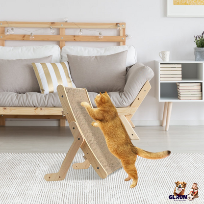 5 Changeable Forms Cardboard Cat Scratcher Double-Sided Cat Scratching Pad With Solid Wood Structure Indoor Reversible Cat Scratcher Lounge