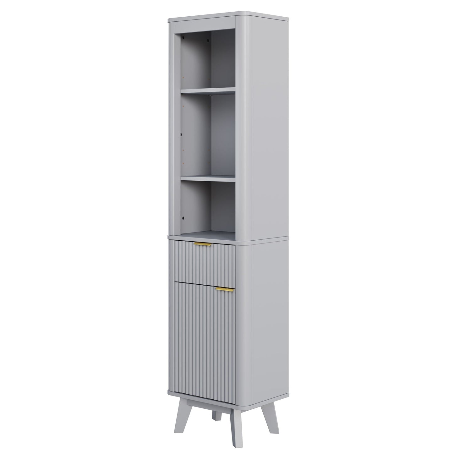 Tall Bathroom Storage Cabinet With Adjustable Shelves And 1 Drawer & Door