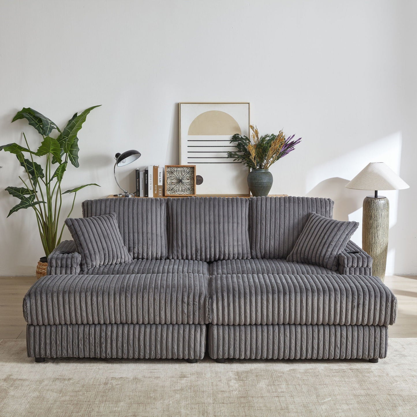 3 Seater Sofa With 2 Ottomans For Living Room