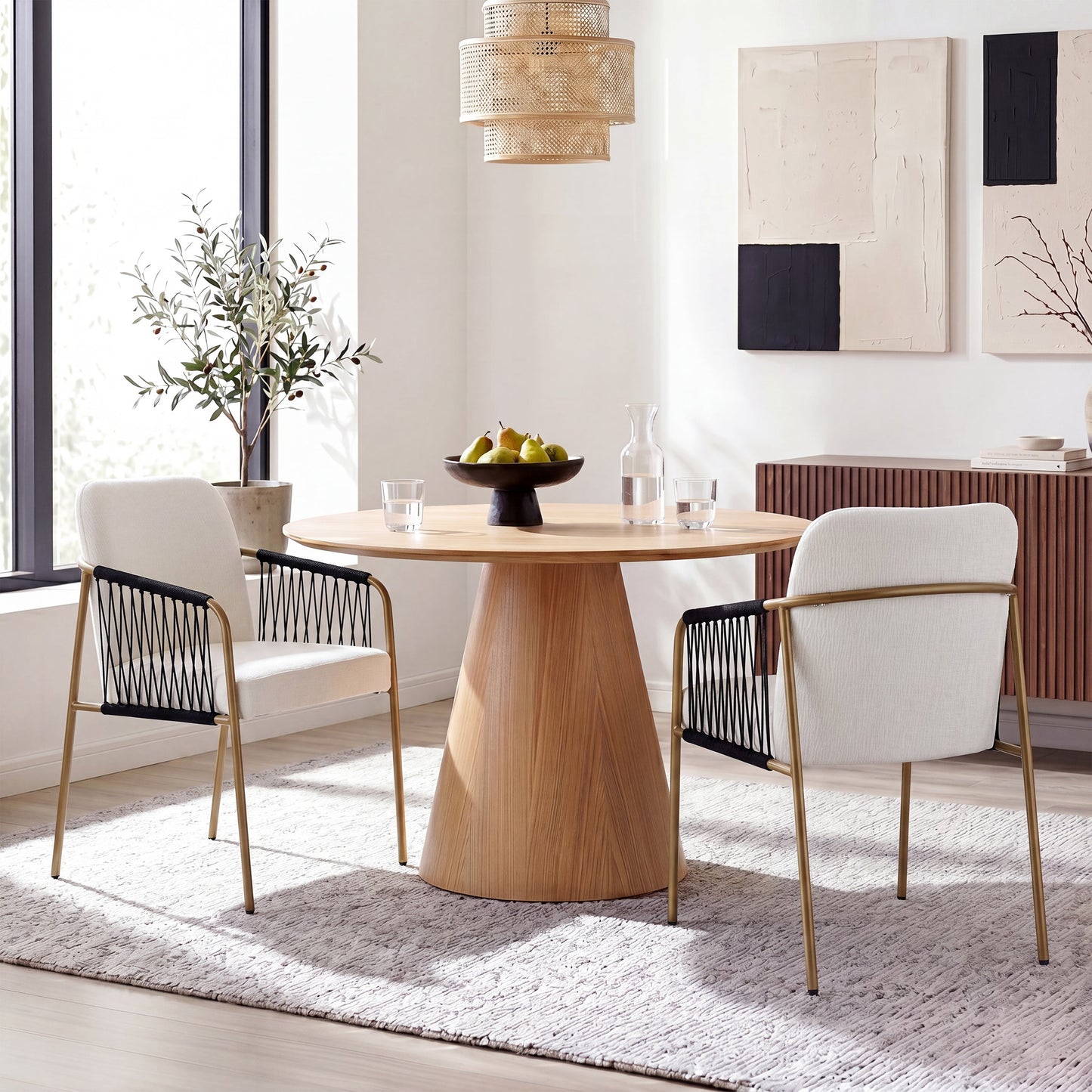Modern Glam Upholstered Dining Chairs (Set of 2)