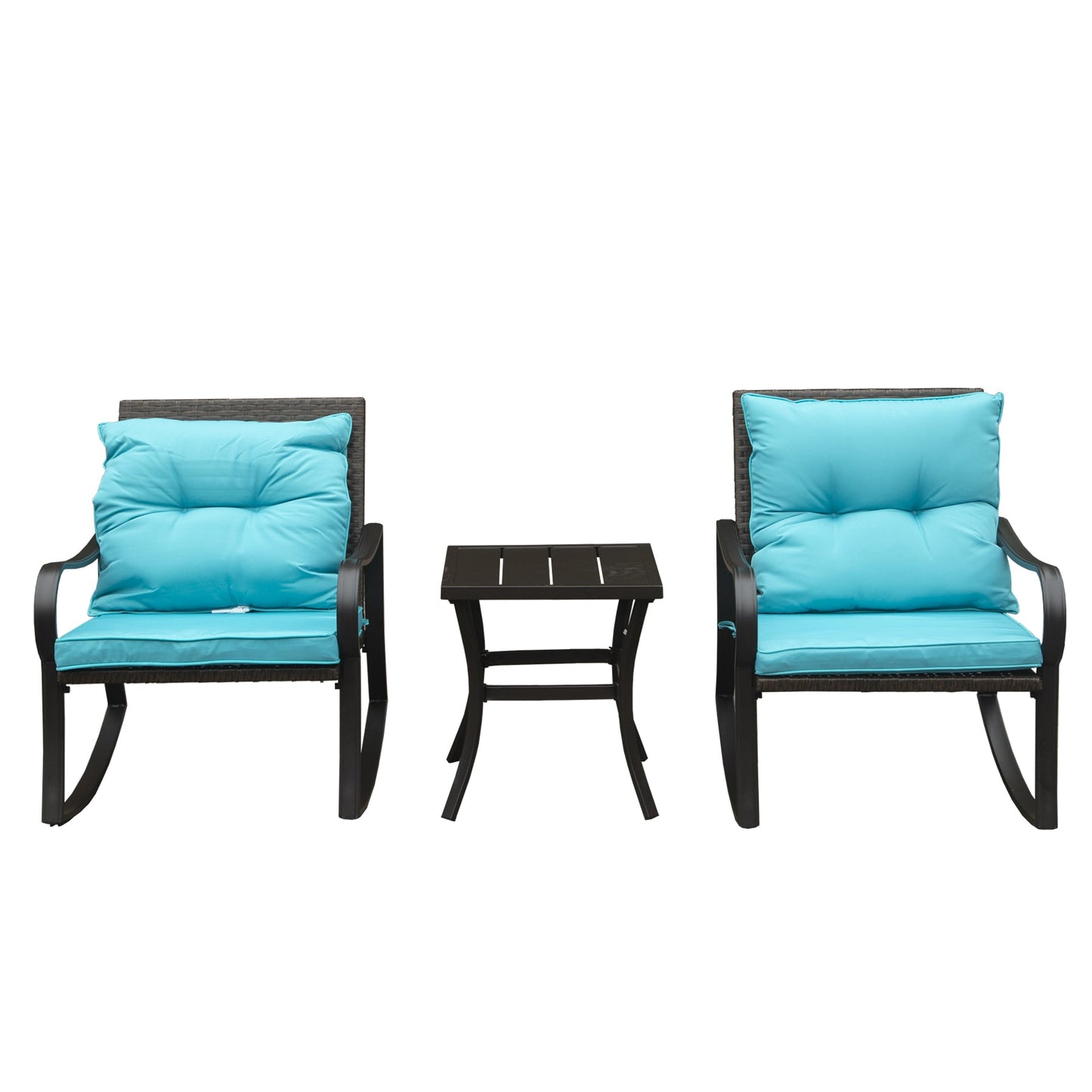 Metal 2-Person Outdoor Patio Rocking Seating Group with Cushions