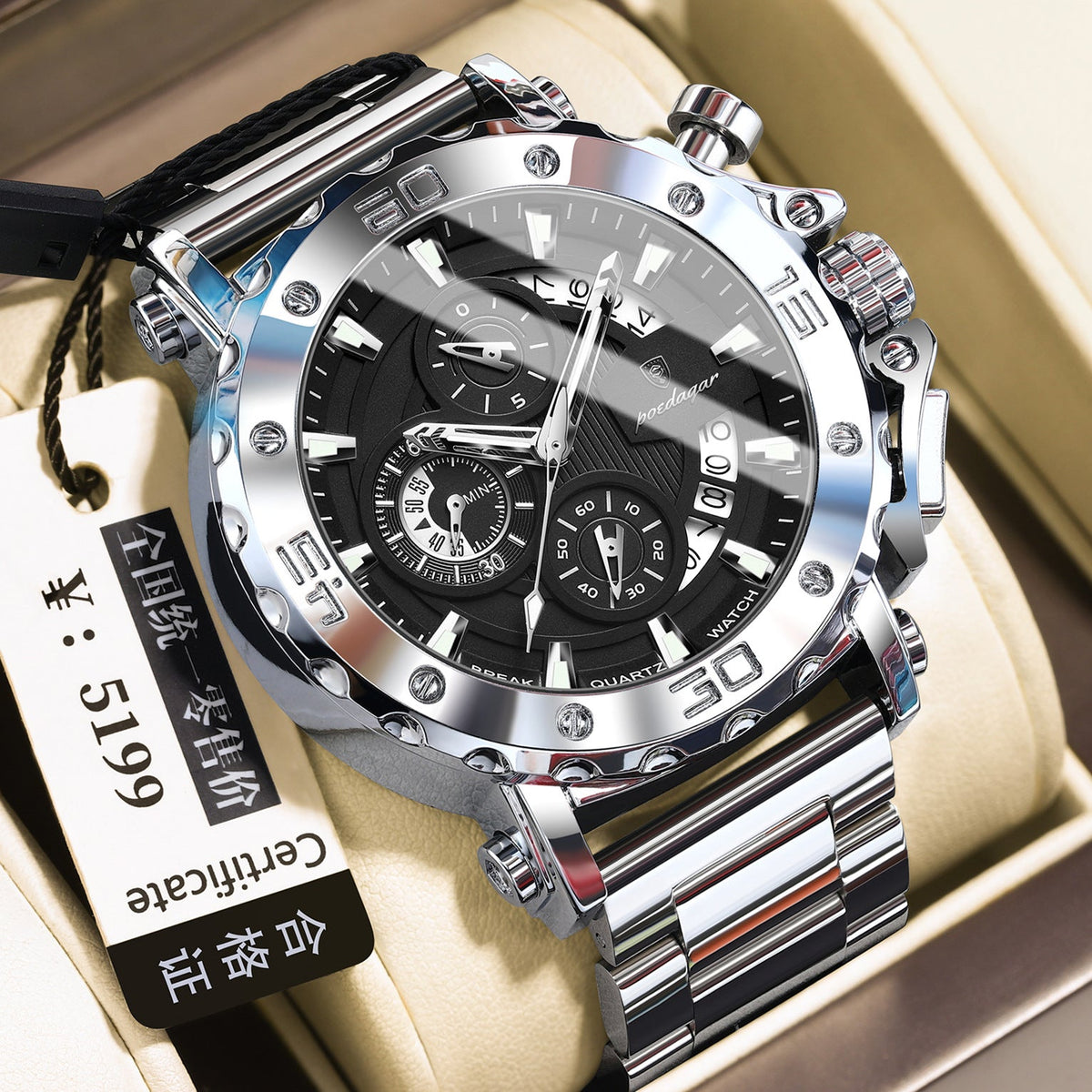 Quartz Watch Waterproof Multifunctional Luminous Fashionable Mens Timepiece
