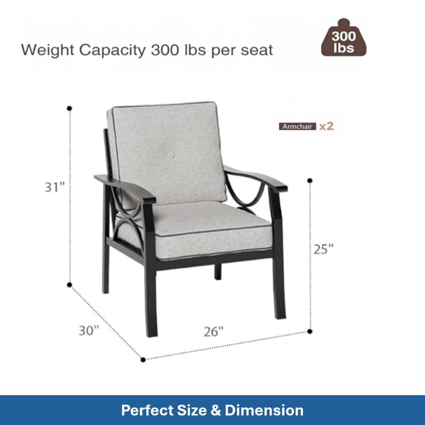 Patio Furniture Set with Coffee Table and Cushions for Backyard