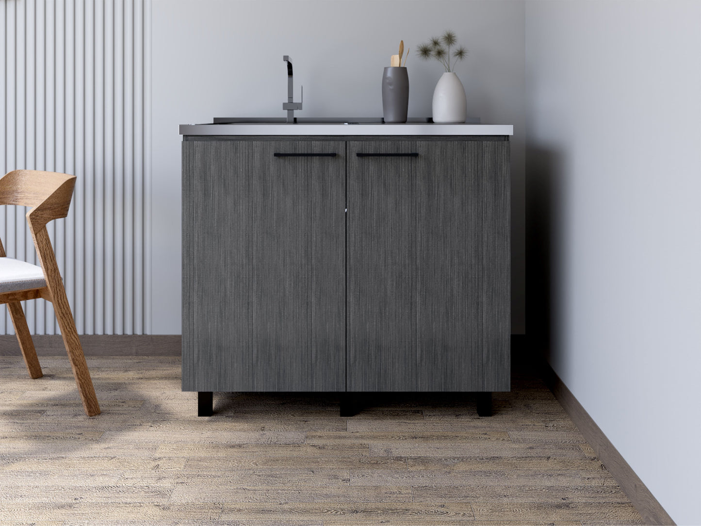Utility Sink Cabinet Burwood, Kitchen, Smokey
